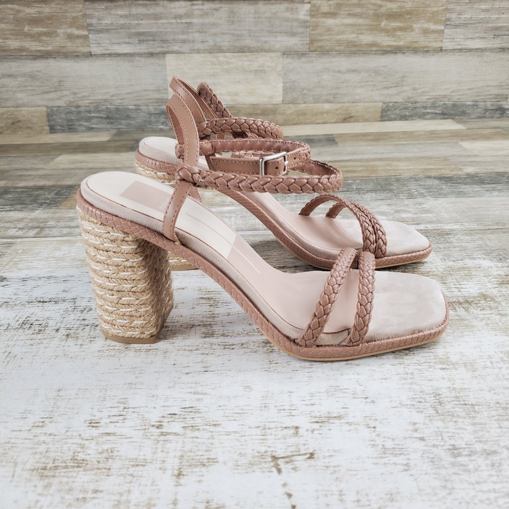 Dolce Vita Oro Womens Sandals Sz 8.5 Cafe Stella Leather Ankle Strap Block Heel